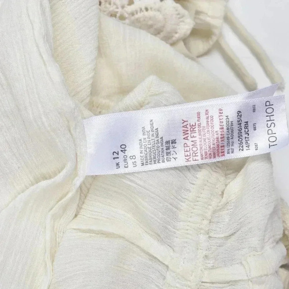 Topshop Romper Crochet Lace V-Neck Cream Ivory Size 8 - Picture 10 of 11